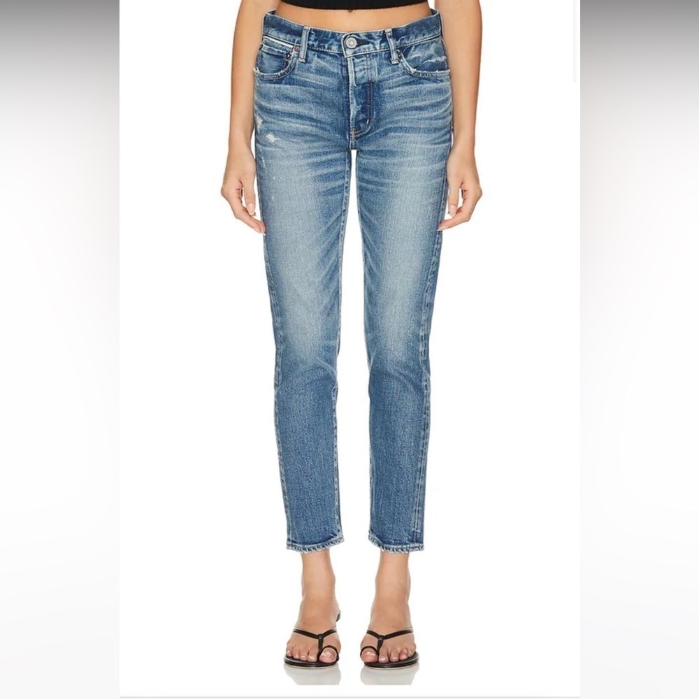 Moussy Vintage Annesdale Tapered Jeans Blue Denim Casual Distressed Women’s 32